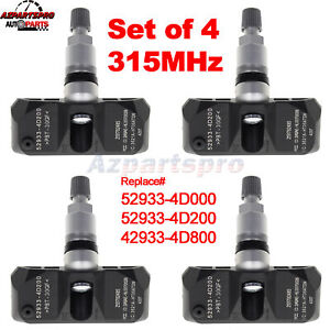 4 TPMS Tire Pressure Monitoring Sensors 315mhz Sonata 2007-2014 52933-3E000 NEW