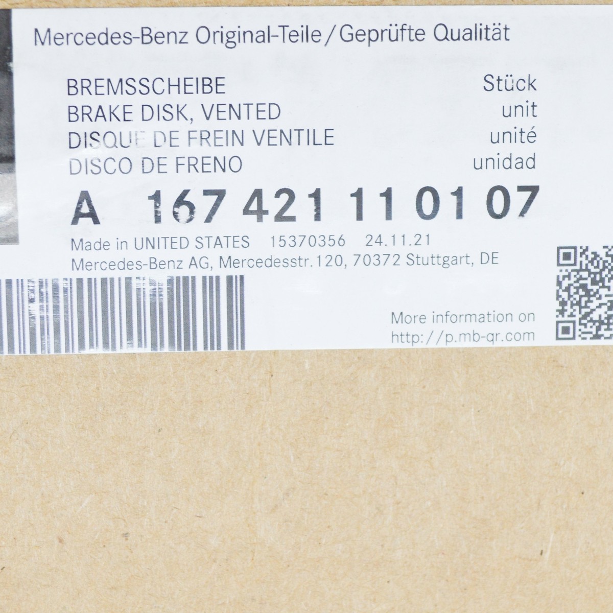 MERCEDES-BENZ GLE W167 Front Vented Brake Disc A167421110107 NEW 