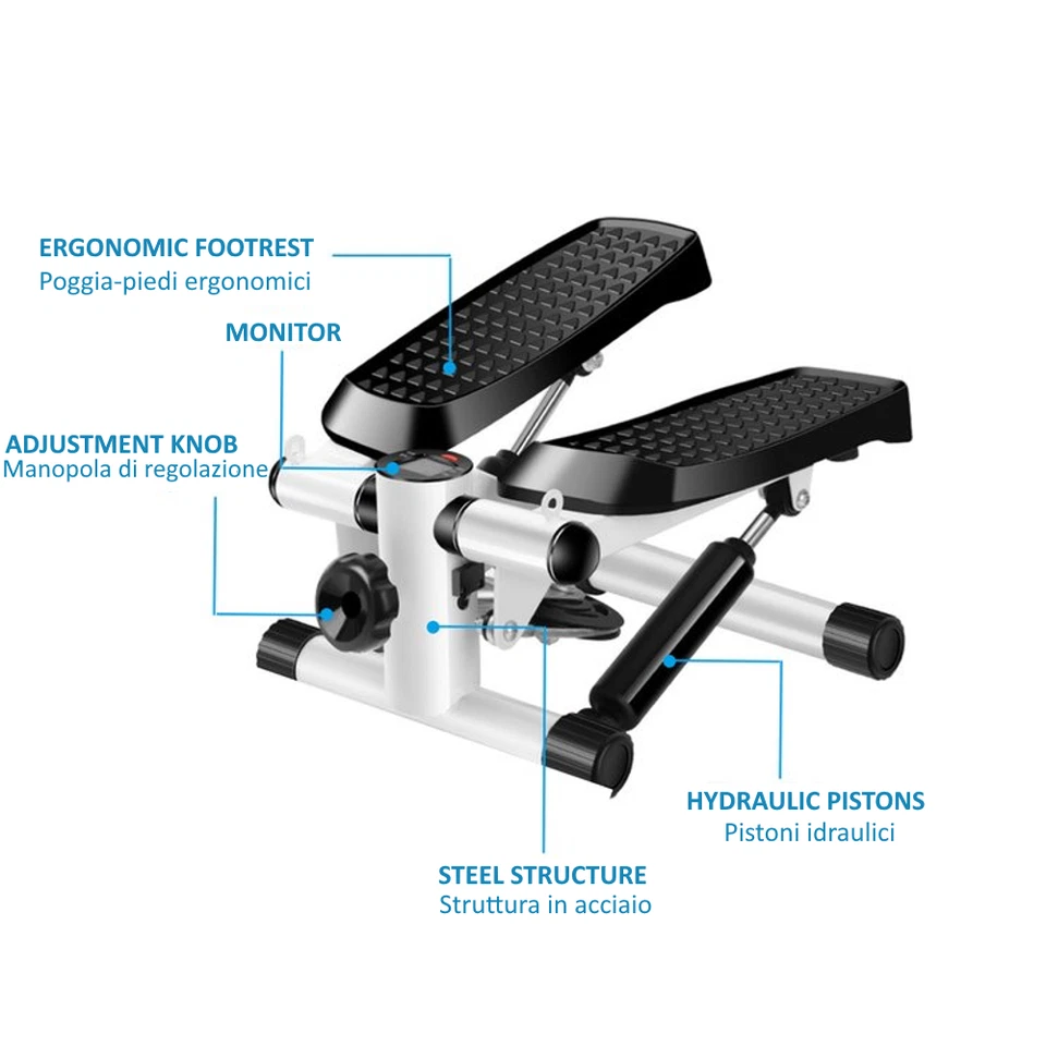 IRON GYM MINI STEPPER MACHINE ANTISCIVOLO PALESTRA STEP UP CON BANDE ELASTICHE - Imagen 3 de 4