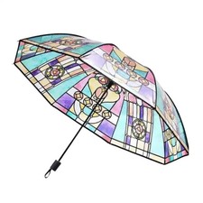 Vintage Stained Glass Parasol foldable Hand-Painted Transparent Umbrella