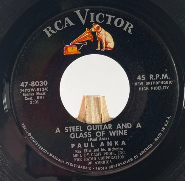 PAUL ANKA - A STEEL GUITAR AND A GLASS OF WINE / I NEVER KNEW YOUR NAME—VG+ - Image 3 of 4