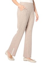 Isaac Mizrahi Live Women's Rib Knit Pull on Slight Bootcut Pant Taupe