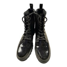 Girls Black Glitter Combat Boots Lace Up Target Size 5