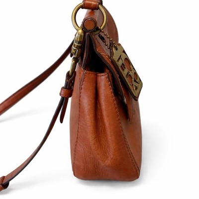 Coach Willis Vintage British Tan Leather Legacy Stripe Crossbody