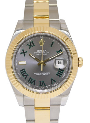 Rolex Datejust II 18k Yellow Gold/Steel Wimbledon Dial 41mm Watch 116333