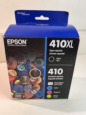 Epson Ink Cartridges, 410XL Black, 410 Cyan Magenta Yellow, Expired 06/23, READ