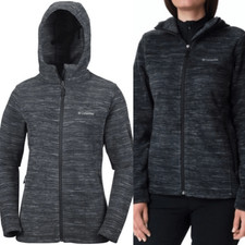 Columbia benton Springs fast trek fleece jacket hooded gray black full zip L