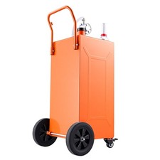 Uimoso 35 Gal Portable Fuel Storage Tank with Manual Pump and 4 Wheels - Orange