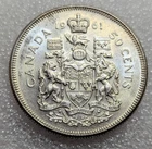 1961 50 Cents Canada UNC. Queen Elizabeth II #118