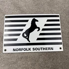 Vintage NORFOLK SOUTHERN Porcelain Sign Old Railroad Train Station Route Marker