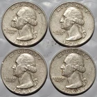 1963-D Washington Quarters 25¢ 90% Silver Coins (Set of 4) Denver Mint