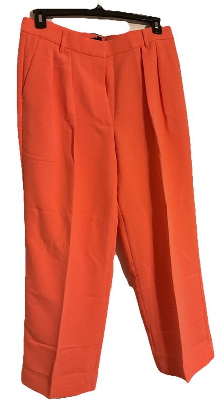 NWT banana republic Women Size12  Orange Dress Pants Wide Legs Pockets