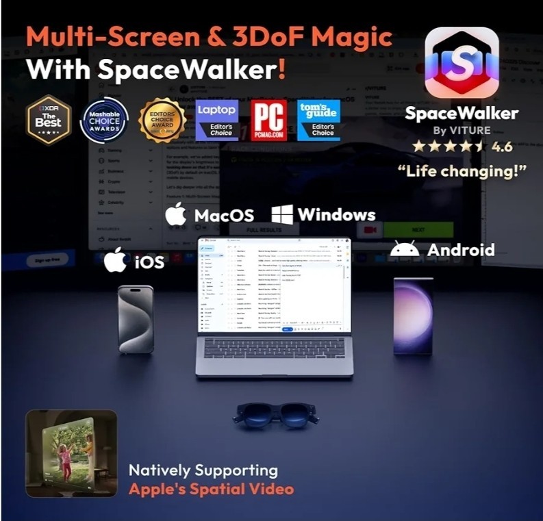 VITURE Pro XR/AR Glasses - 135" - 120 Hz Full HD Ultra Clarity Display