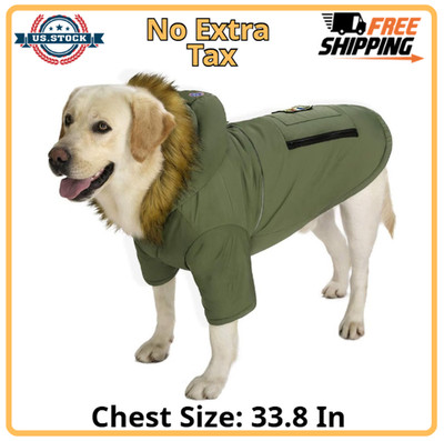 Large Dog Down Jacket Hoodie Coat Winter Waterproof,Reflective Warm Dog Cloth...