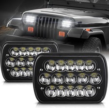 Pair 5x77x6 Led Headlights For Jeep Cherokee Xj 1984-2001 Wrangler Yj 1986-1995
