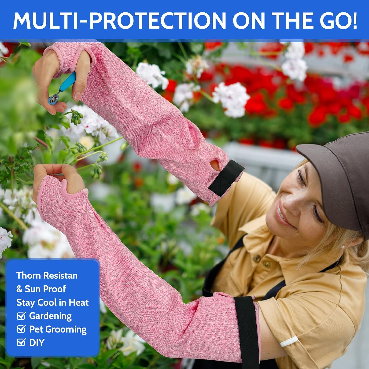 Cut Resistant Arm Sleeves ANSI Level A5, Kitchen Arm Thumb Hole Protectors for T