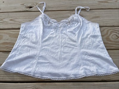Vintage Adonna Camisole Women Size 38 White Satin Slip Top Adj Straps Made USA