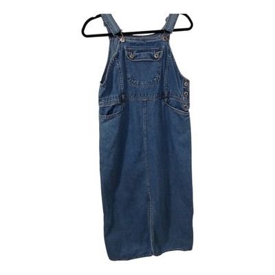 Vtg Route 66 Denim Overall Dress Women s 11/12 Blue Jumper Pinafore Y2K Utility