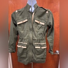 CAbi Olive Jacket with Tan Details