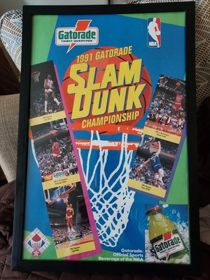 MICHAEL JORDAN 1991 GATORADE SLAM DUNK CONTEST POSTER 11 X 17!! Framed!!! Nice!!
