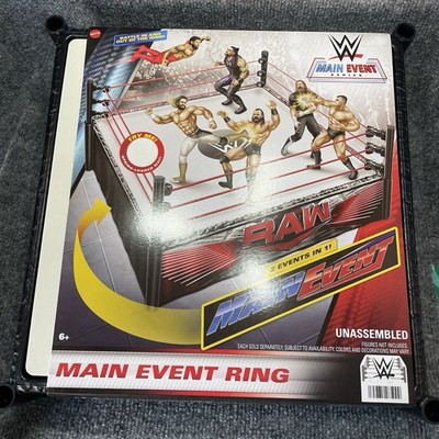 WWE Raw Main Event Large Scale Wrestling Ring Playset 2 events n 1 spring Loaded