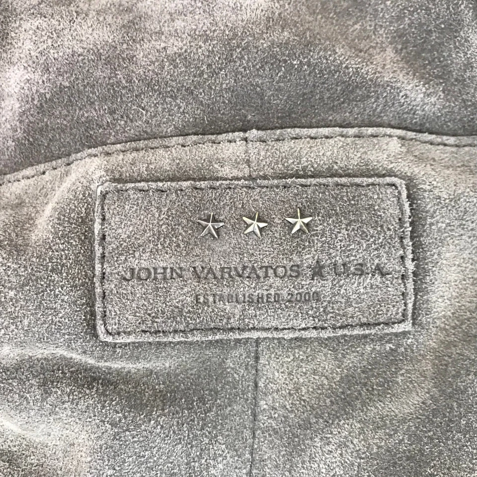 John Varvatos EE. UU. Mochila de Cuero Gamuza Bolso de Lona Gris Cremallera Correas Ajustables Foto 4 de 4