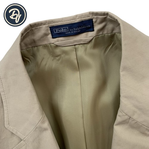 Polo Ralph Lauren, 1990's XL Polo by Ralph Lauren Tan 100 % Cotton Classic Fit Patch Pocket Blazer