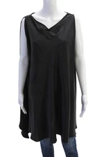 Kes Womens Silk Round Neck Long Sleeve Cold Shoulder Blouse Top Black Size L