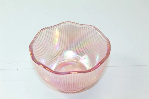 Vintage Pink Carnival Glass Bowl Decorative Candy Dish