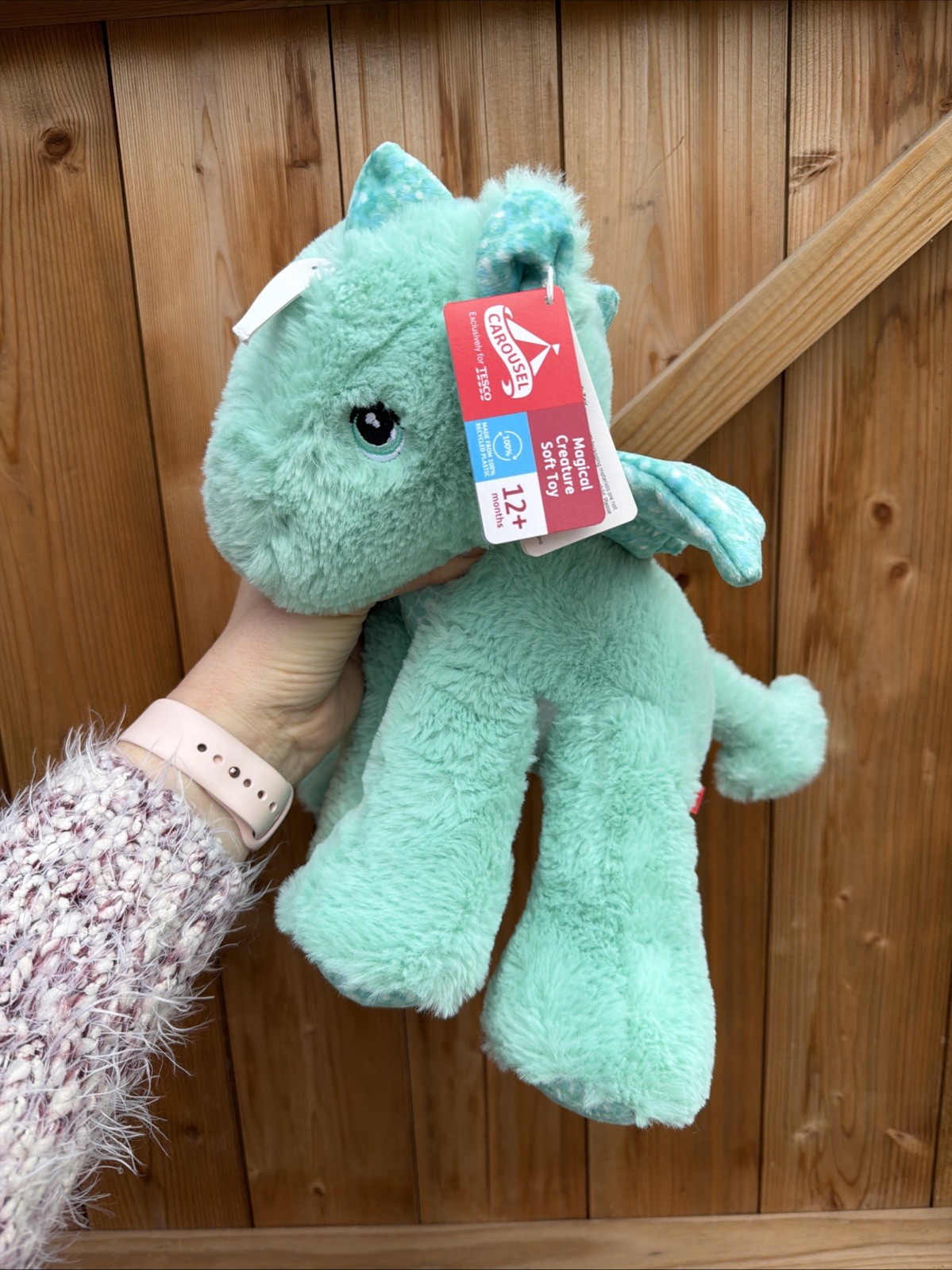Tesco carousel Green magical creature dragon soft toy bnwt