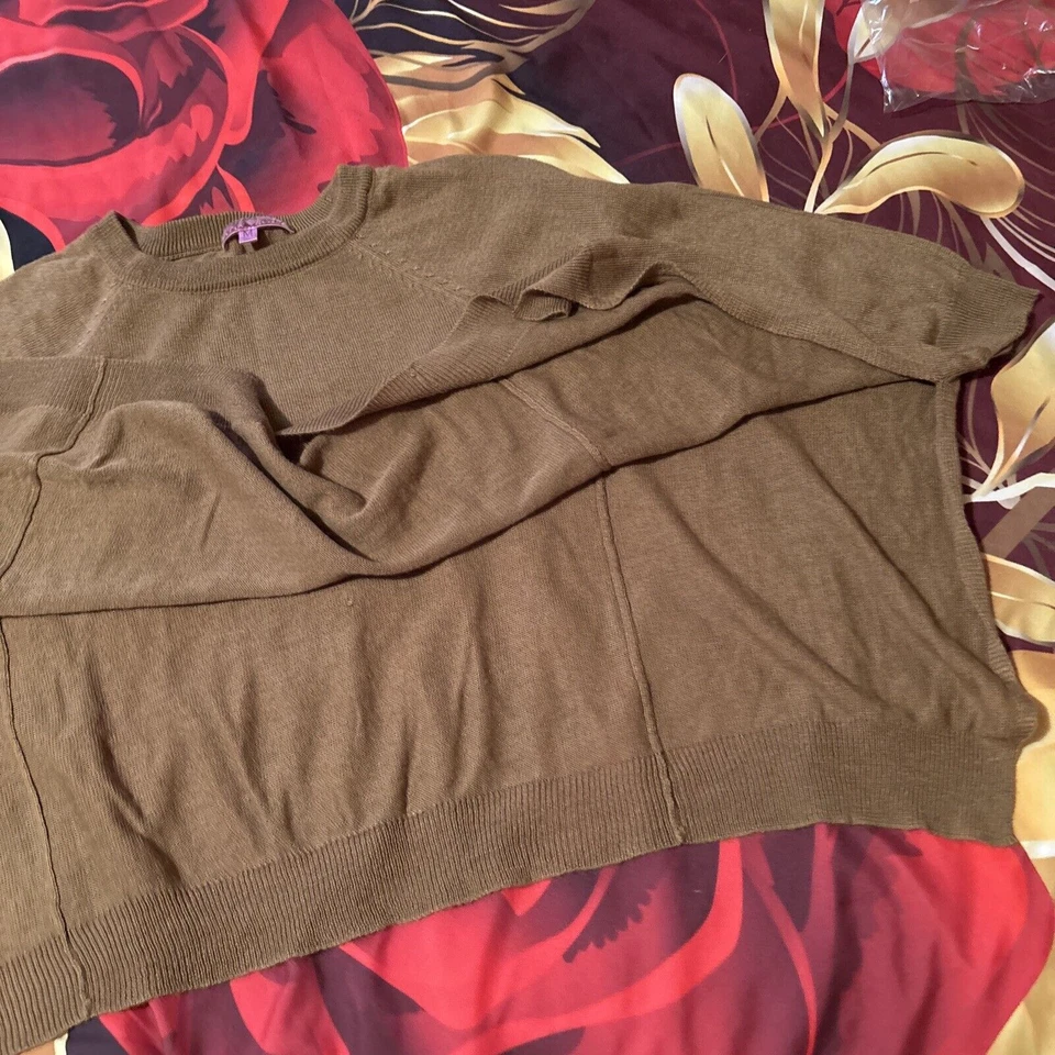 Plumero para mujer Derek Heart manga abierta marrón 100 % acrílico talla mediana Foto 3 de 4