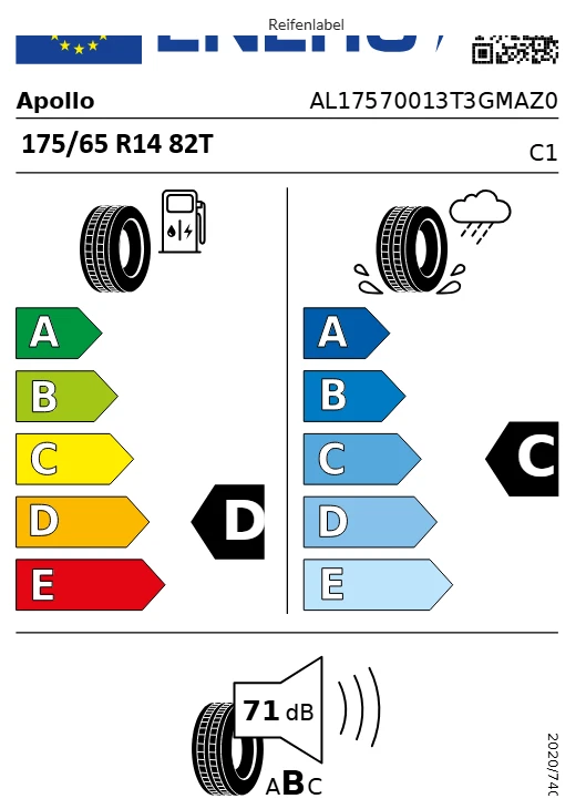 1x 175/65 R14 82T Sommer Reifen Apollo Amazer 3G Maxx Demontage - Bild 3 von 3