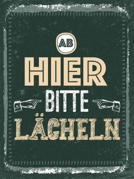 Holzschild 40X30 Cm Ab Hier Bitte LäCheln GrüN Braun Deko Geschenk Holz Schild-image