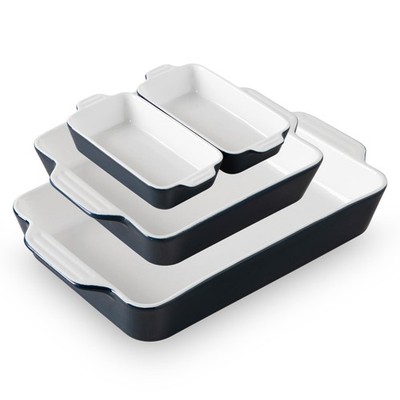 Ceramic Bakeware Set of 4, Casserole Dishes for Oven, Rectangular Baking Dish...