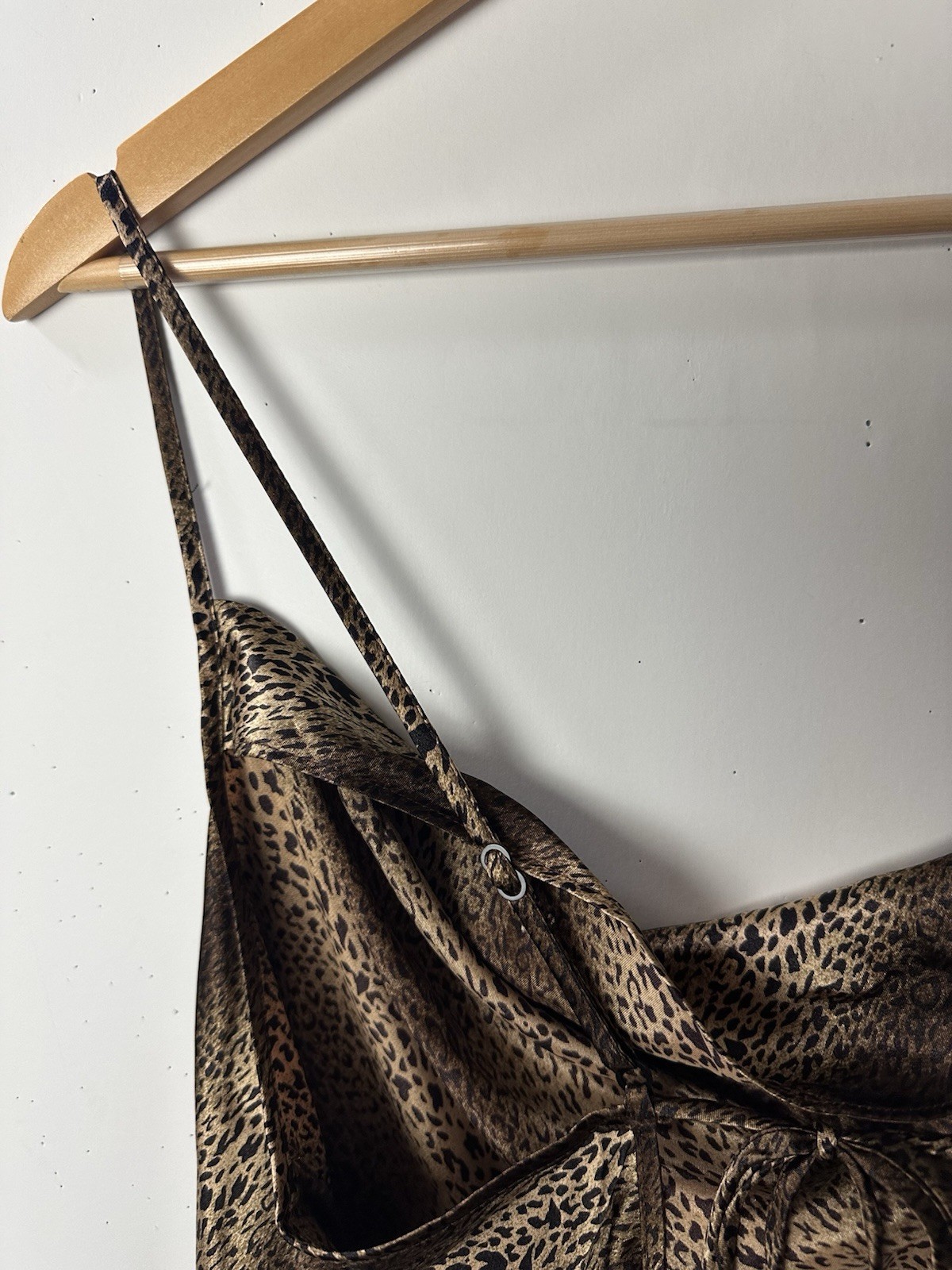 Vtg California Dynasty Maxi Slip Dress Leopard Satin Gown Straps Glam 90s Y2K XL