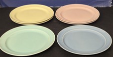 Lu-Ray Pastels TS&T 6 Pc Set Pink Blue Yellow Green 9 1/4" Lunch Plates Vintage