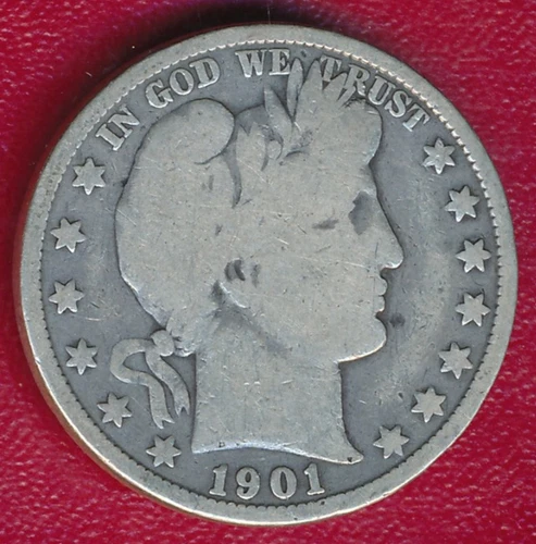 1901 BARBER SILVER HALF DOLLAR **NICE CIRCULATED GOOD** FREE SHIPPING!!