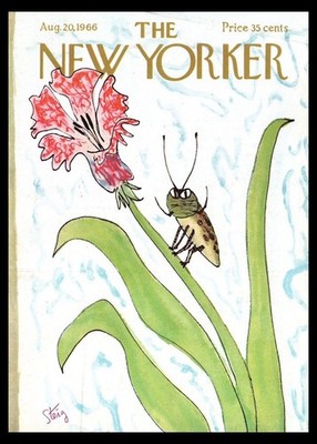 The New Yorker magazine COVER ONLY August 20, 1966 Steig art-Insect on flower