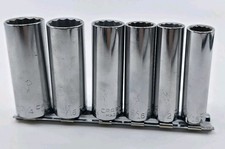 Vintage Craftsman VV USA 3/8" Drive Deep 12 Pt SAE Socket Set 3/4"-7/16" Rail