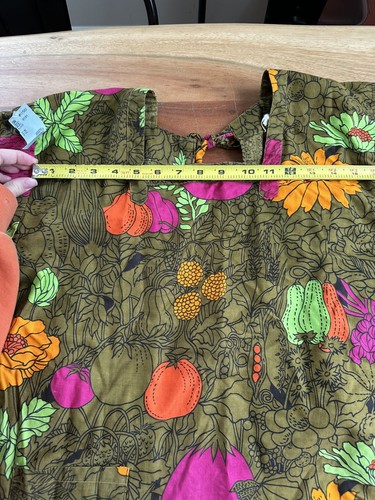 Vtg Design House 60s Smock Japan Vegetable Floral Cotton Tie Back Size M - AS IS - Picture 9 of 11