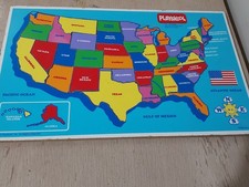 Vintage Playskool Puzzle United States Map 1986 Lists States Capitols