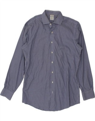 Brooks Brothers Regent Herrenhemd Größe 16 1/2 6/7 Large marineblau Gingham FZ01