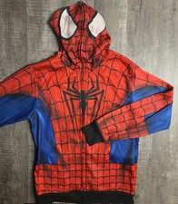 Marvel Spider-Man full Zip Hoodie Mens Large w/ zip mask easy Halloween costume