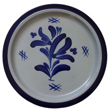 5 Speiseteller d 27 cm Westerwald Steingut Steinzeug Salzglasur grau blau