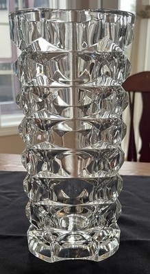Vintage MCM Cristal d Arques Geometric Lead Crystal Vase Luminarc France 22
