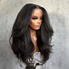 Kinky Straight Lace Front Wig Pre Plucked HD 4C Edges Curly Remy Human Hair Wigs