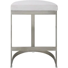 Uttermost 23687 Ivanna 26 inch Brushed Silver and White Fabric Counter Stool