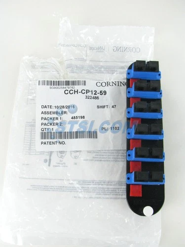 Corning CCH-CP12-59 Patch Panel, 6 SC Duplex OS2 Singlemode Adapters BULK ~STSI