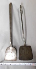 Antique pair hand forged iron peels  spatulas American 19th c. blacksmith made