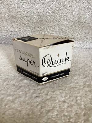 Vintage Ink Bottle Parker Super Quink Diamond Shaped Blue Glass Box Black Empty